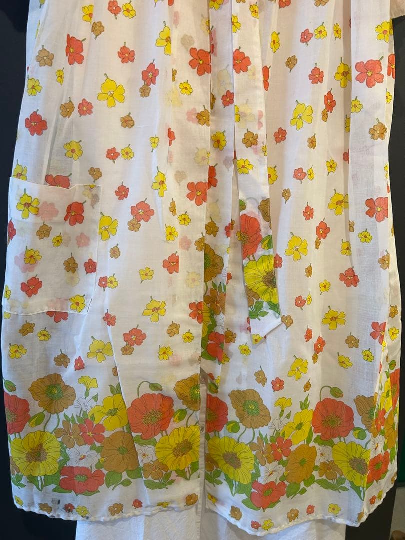 60 70 古着　ポッピーフラワープリント五分袖ラングブラウス