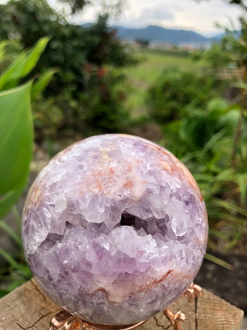 ✳超レア　70mm 綺麗　紫ピンク　アメジスト　桜瑪瑙　笑口　玉　天然石