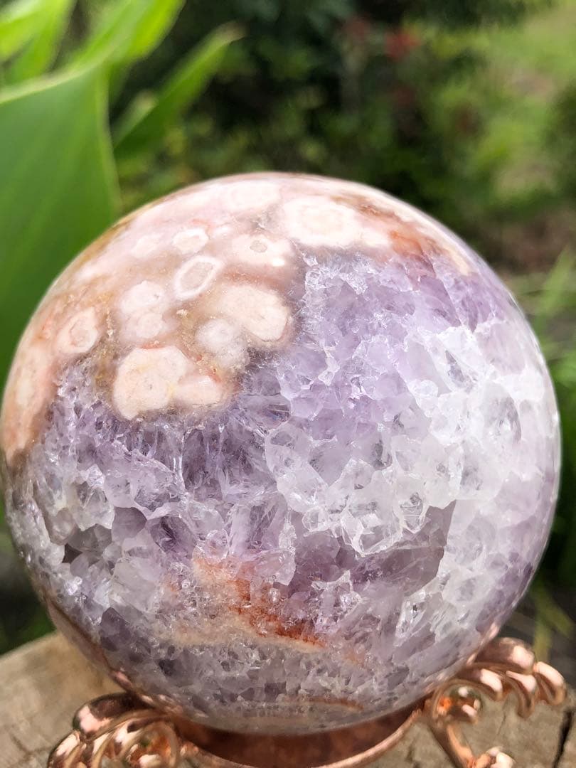 ✳超レア　70mm 綺麗　紫ピンク　アメジスト　桜瑪瑙　笑口　玉　天然石