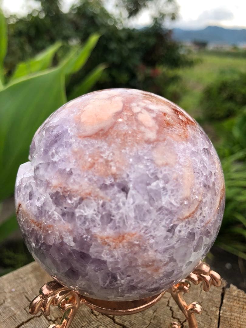 ✳超レア　70mm 綺麗　紫ピンク　アメジスト　桜瑪瑙　笑口　玉　天然石