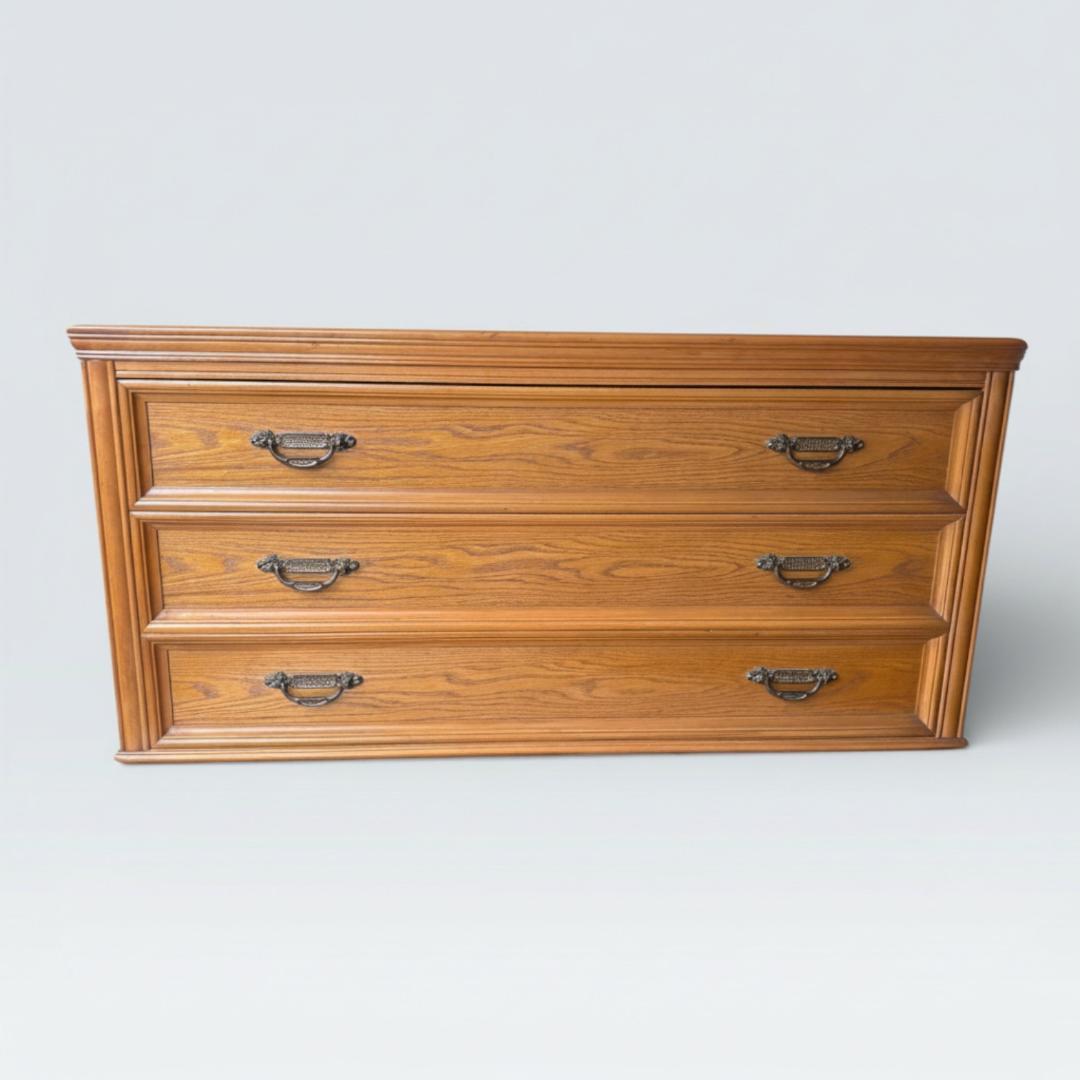 【送料込】英国アンティーク調 ローチェスト 3段 テレビ台 オーク 収納 家具