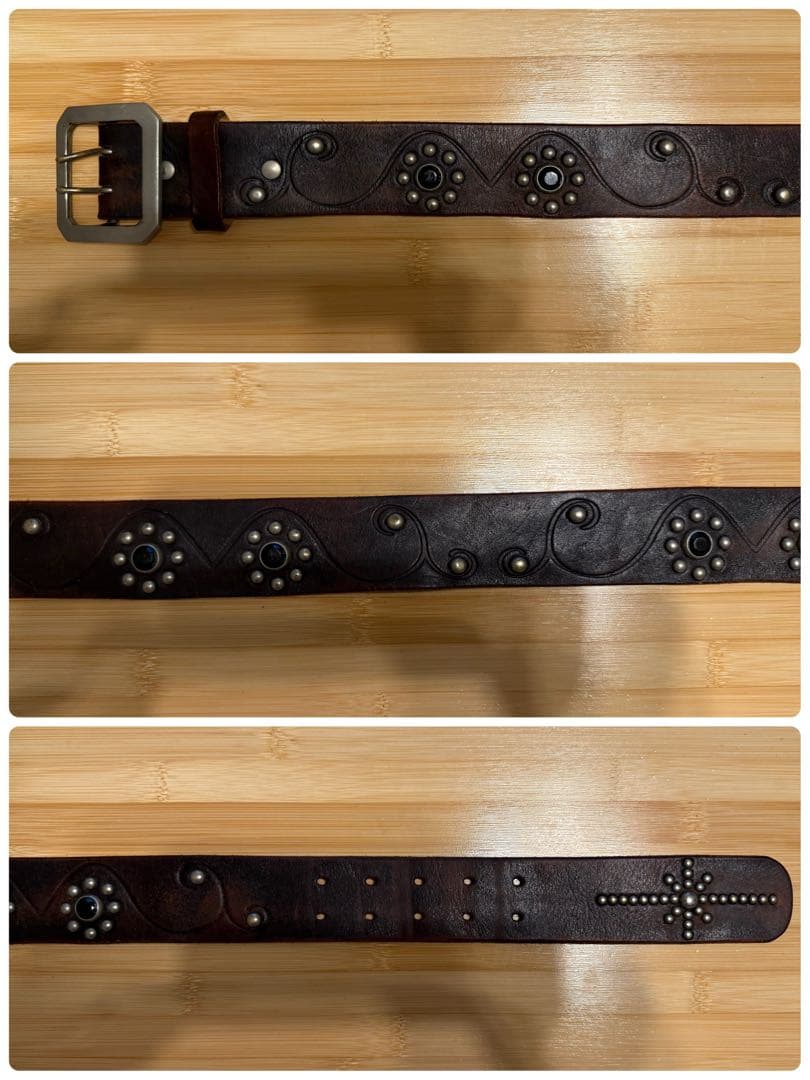 ⭐️TMT⭐️フラワースタッズ⭐️ブラックストーン⭐️ブラックレザー(茶芯)⭐️M