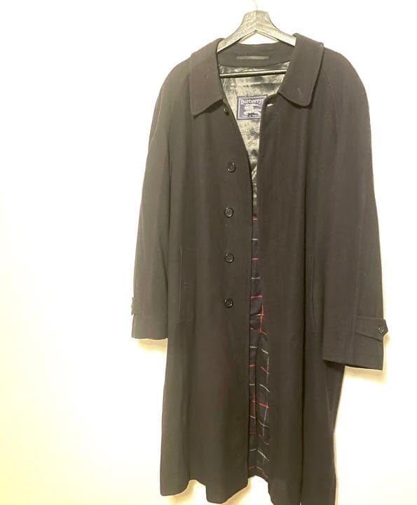 Burberrys'イングランド製ウールコート　ネイビーチェック