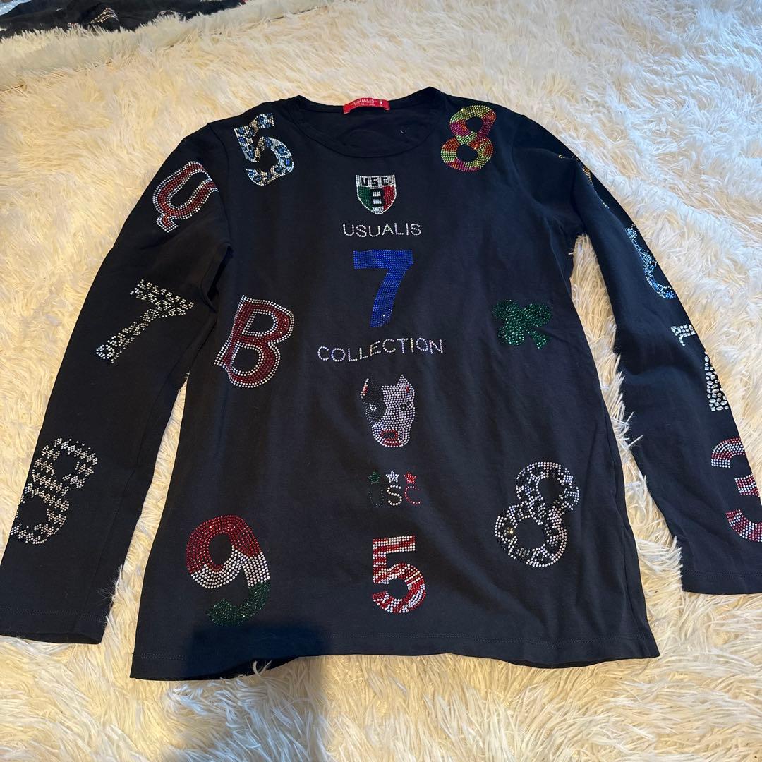 （2枚セット）USUALIS COLLECTION 7 ブラック長袖カットソー