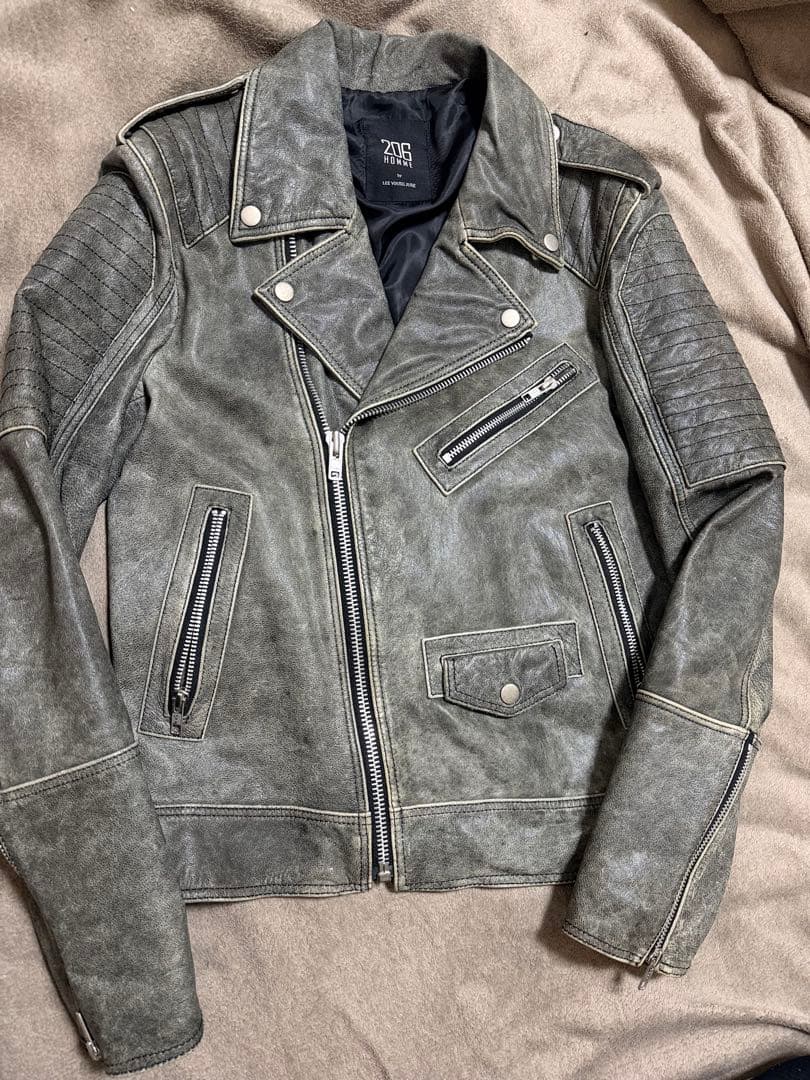 美品 206 HOMME グレー 限定 ヤギ革 レザーダブルライダースジャケット