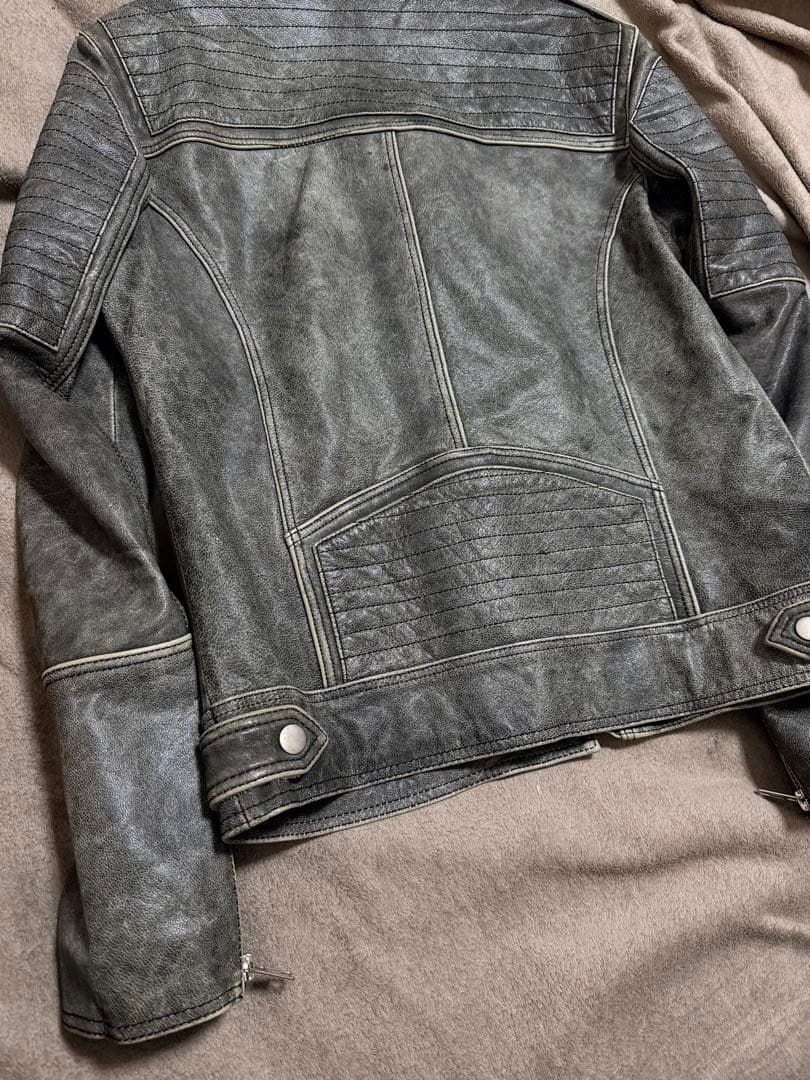 美品 206 HOMME グレー 限定 ヤギ革 レザーダブルライダースジャケット