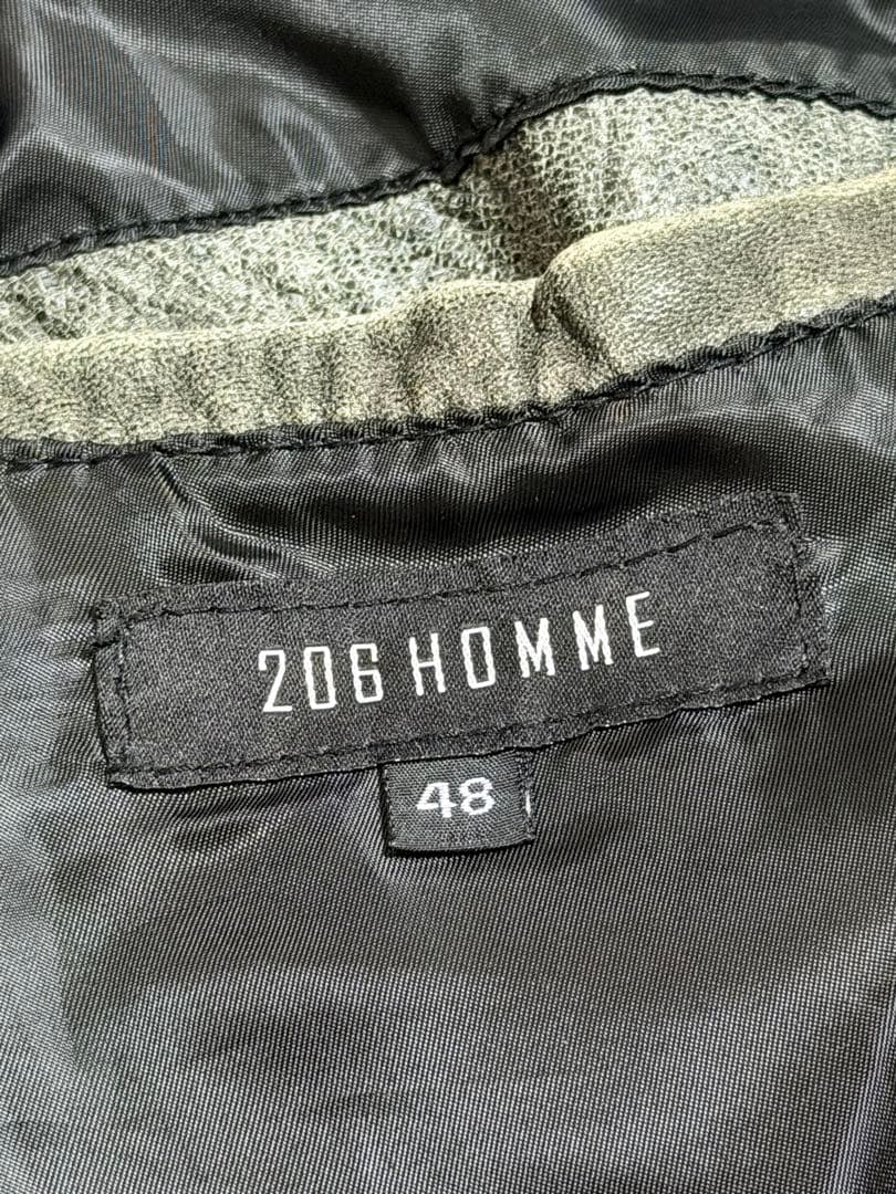 美品 206 HOMME グレー 限定 ヤギ革 レザーダブルライダースジャケット