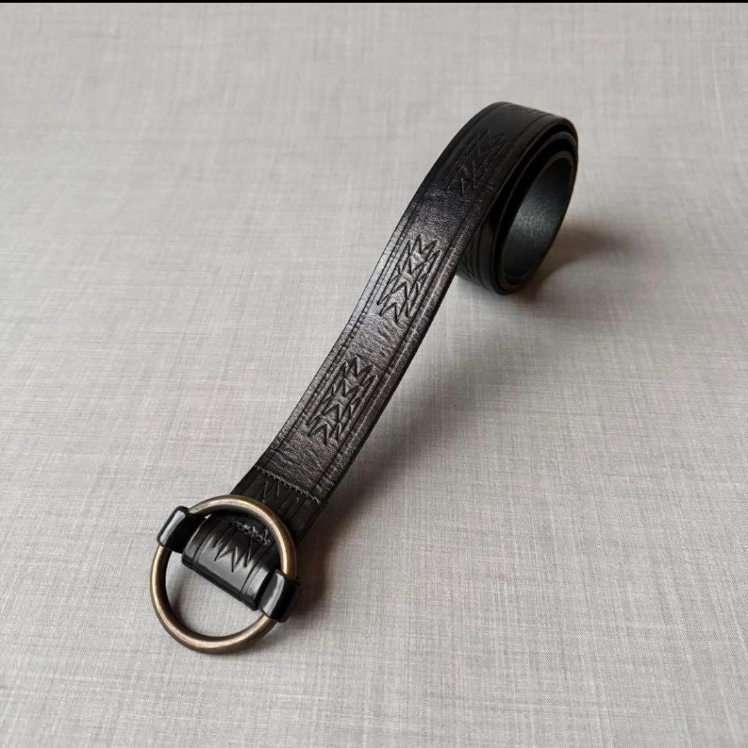 【希少】RALPH LAUREN ネイティブ柄 レザーベルト ブラック