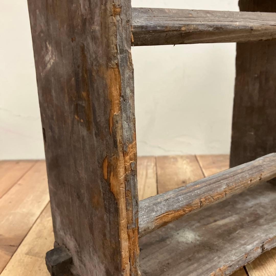 A-5 昭和レトロ 古木 古道具 くさび型 オープンシェルフ オープンラック