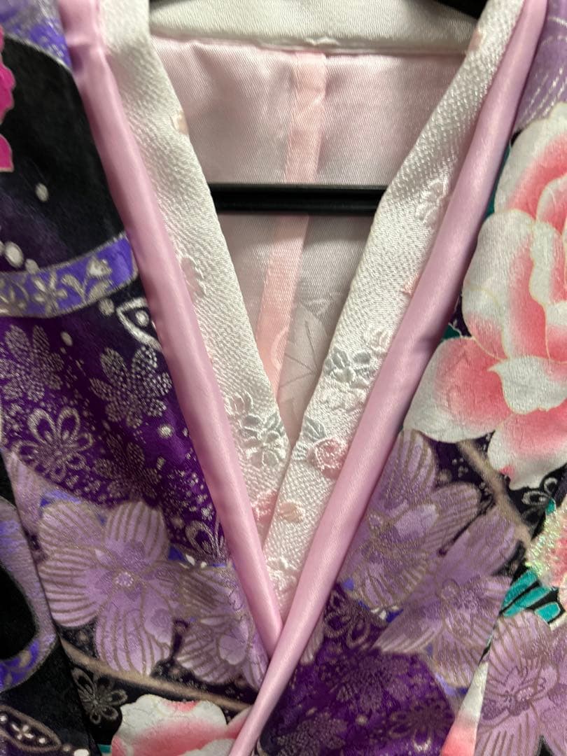 袴セット 卒業式 紫色 花柄 着物 サイズ1尺8寸