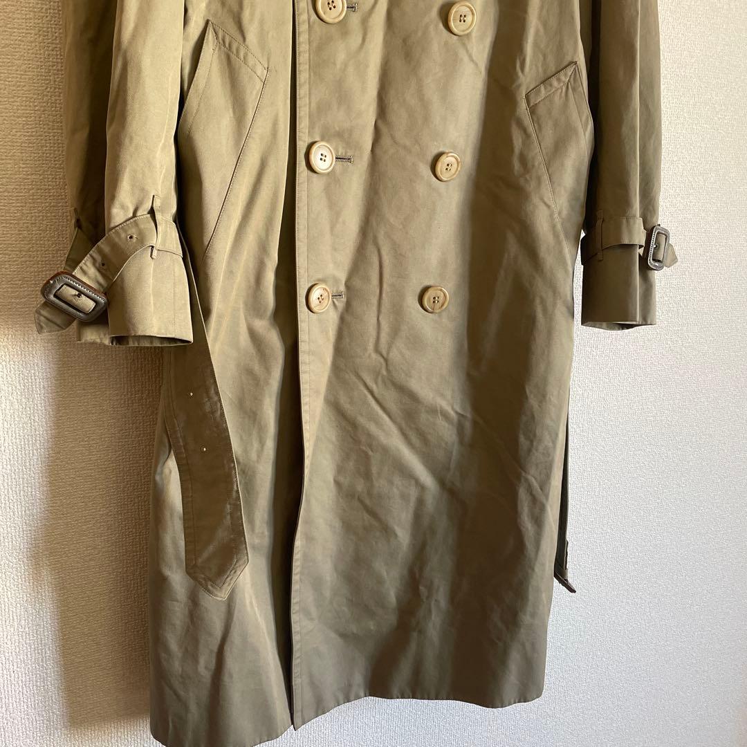 80's90's【バーバリー】ダブルトレンチコート 玉虫色オリーブ ビジネスL