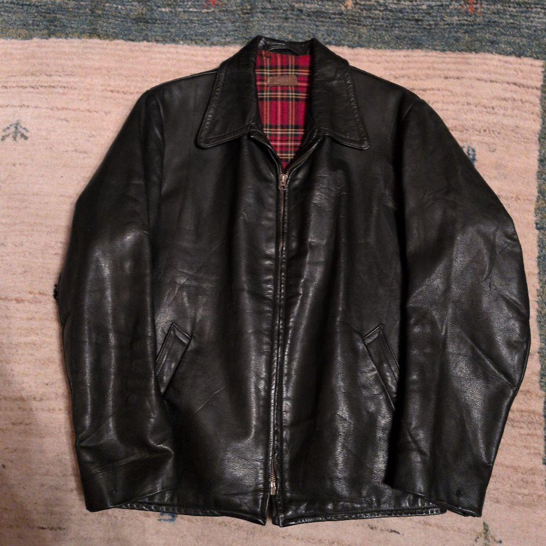 40年代〜50年代スゥエーデン製レザージャケット 黒　ゴートスキン