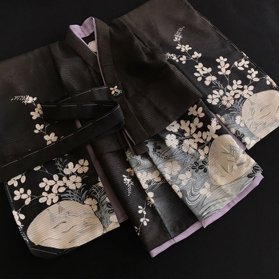 ＊ 市松人形 12号 単衣 アンティーク 絽 着物 長襦袢 帯 セット