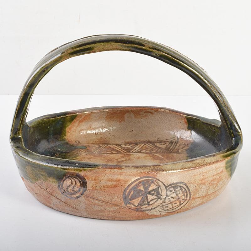 北大路魯山人作　織部焼　手鉢　黒田陶々庵識箱　M　R6736