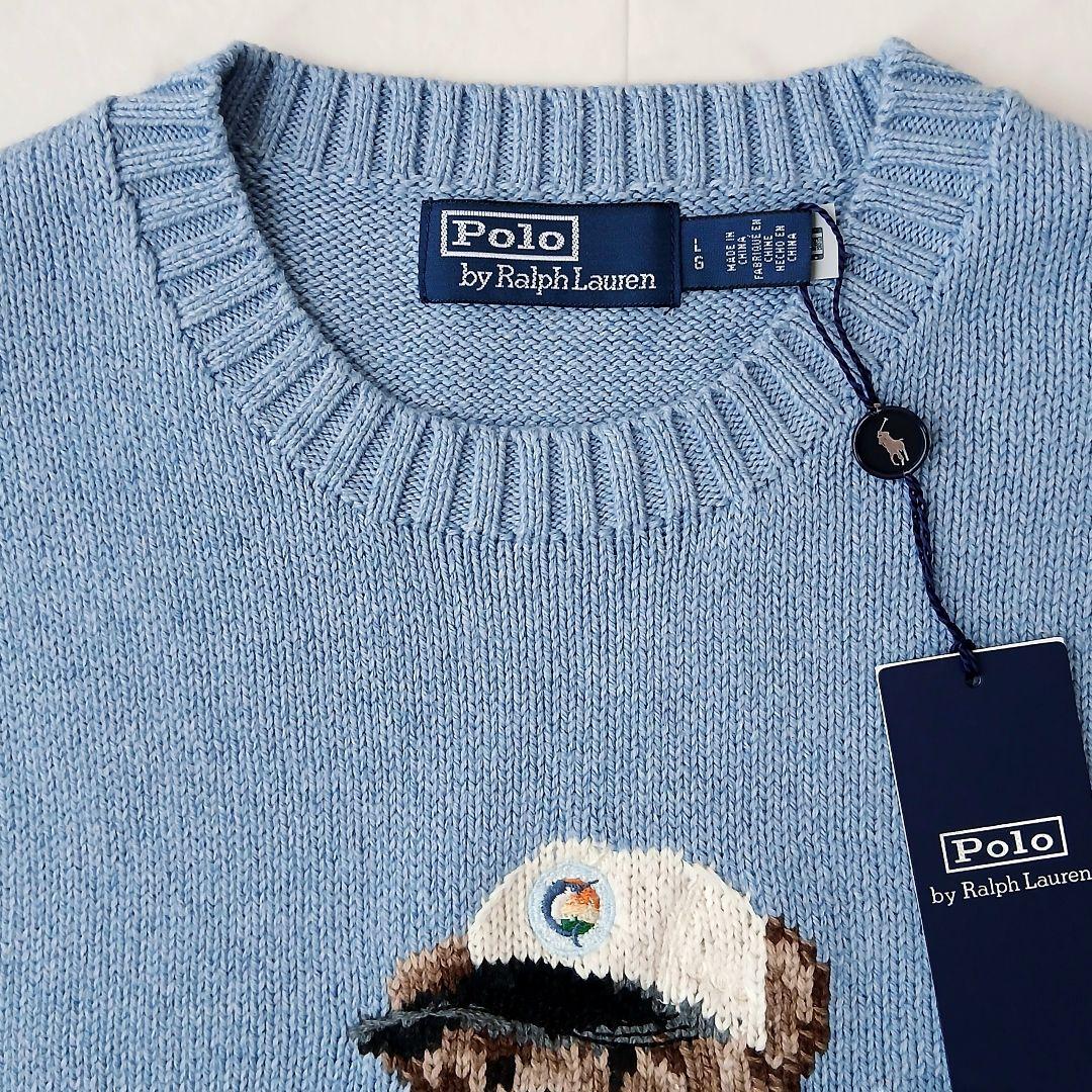 新品タグ付 ポロラルフローレン 現行 ポロベア 長袖 ニット L ライトブルー