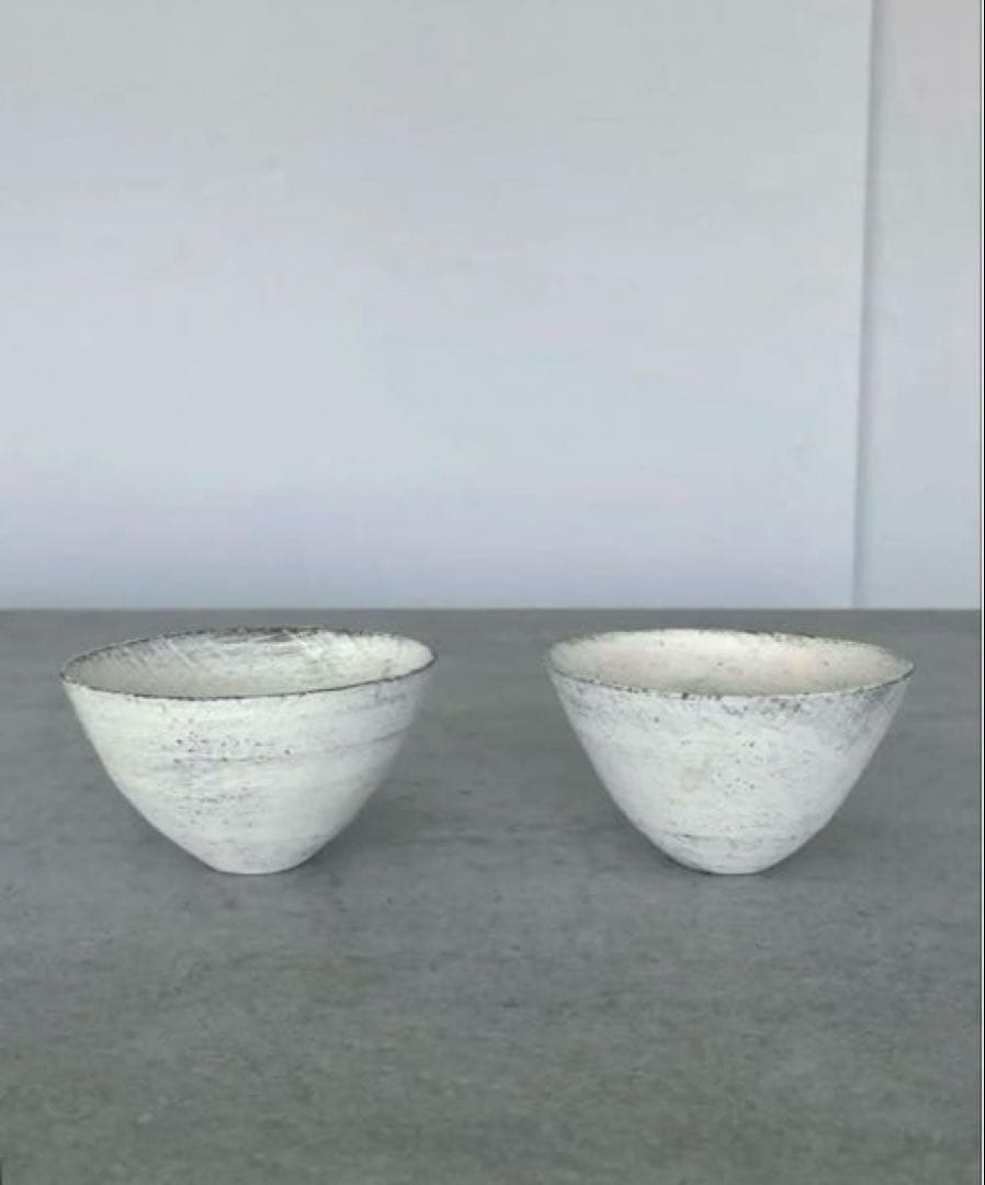 <お値下げ> 二階堂明弘 焼き締め 白 2客セット