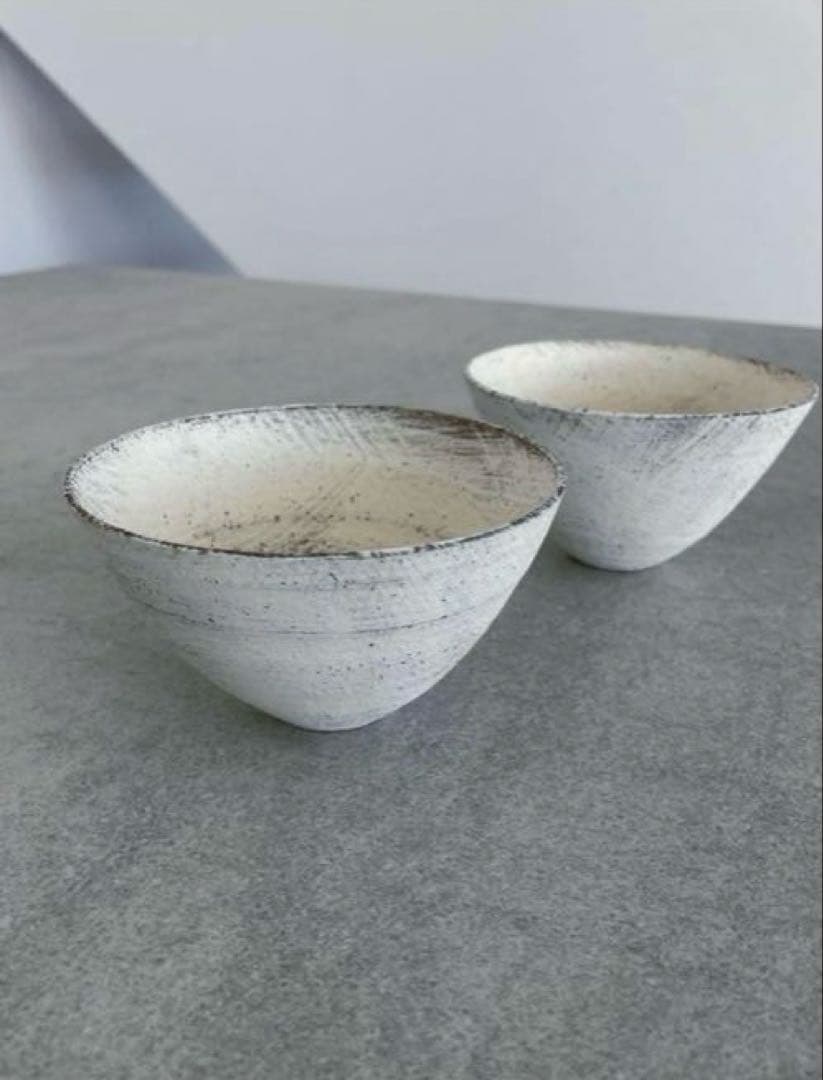 <お値下げ> 二階堂明弘 焼き締め 白 2客セット