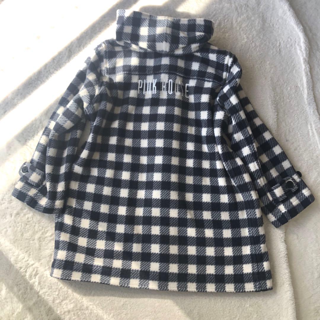 ピンクハウス　ダッフルコート　ゆったりシルエット　ブランドロゴ刺繍　チェック柄