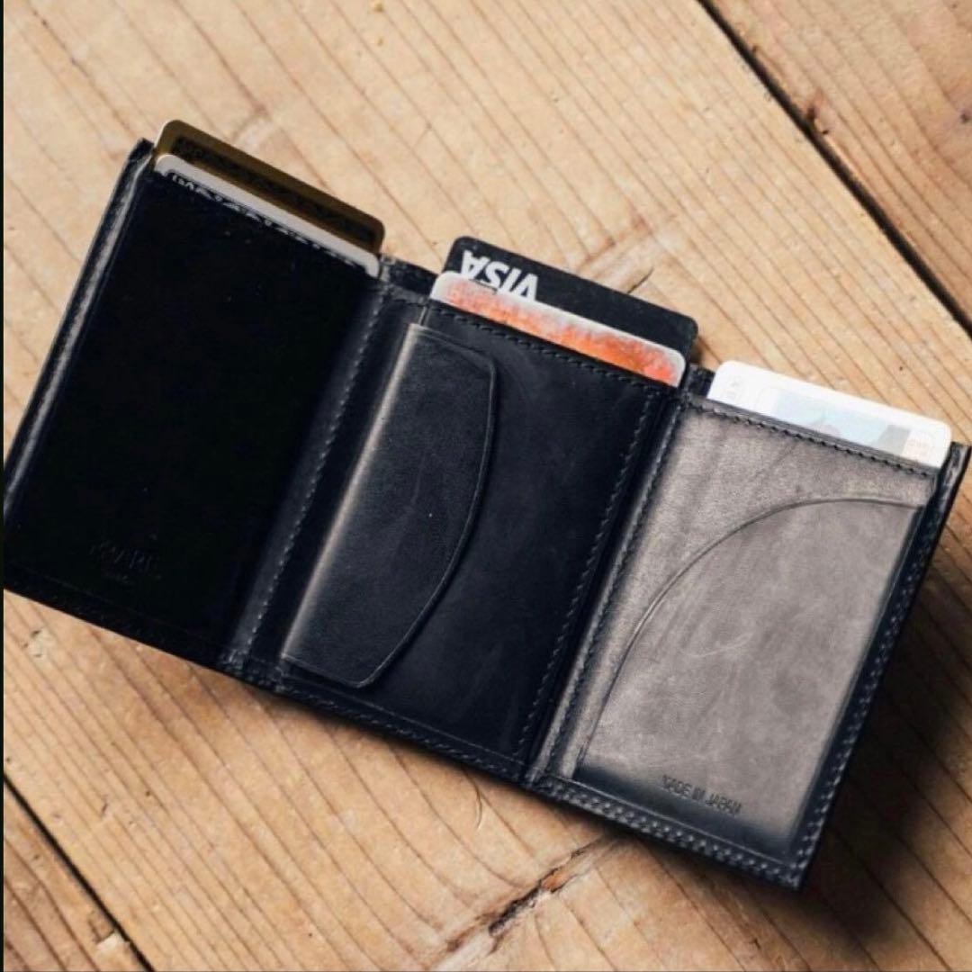 未使用PRESSo キャッシュレス時代の理想の財布 ミニ　レザー三つ折り財布　黒