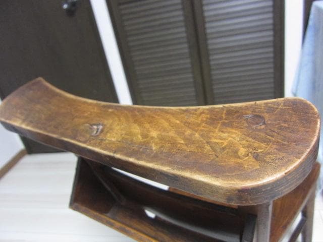 ☆レトロ ビンテージ☆チャーチチェア/教会椅子 木製 ポケット収納付　①