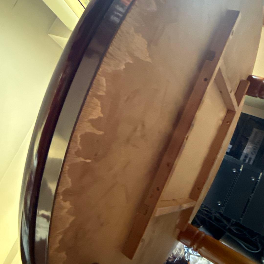 円形木製テーブル 光沢仕上げ 直径90cm