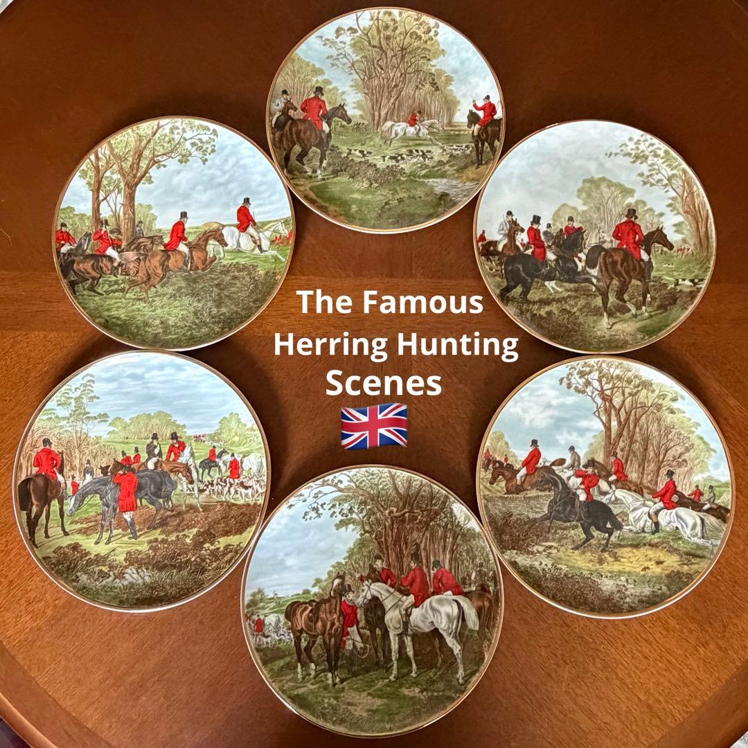 【希少品】英国製　フィンズベリー★Hunting Scenes★プレート6枚