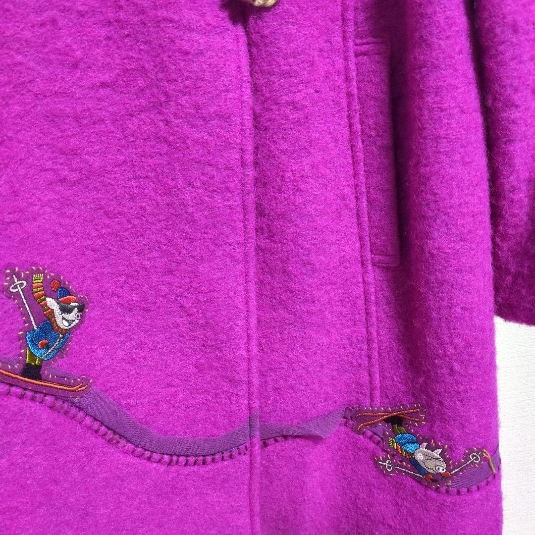 専用。アルベロベロ♥️ぶたさん可愛い裏地紫色フード付きキラキラダッフルコート