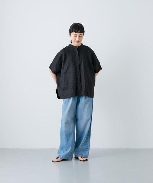 かぐれ　リネンスクエアケープシャツ