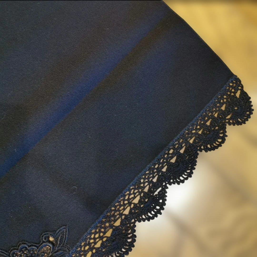 WAKO ブラック レースエッジ テーブルランナー