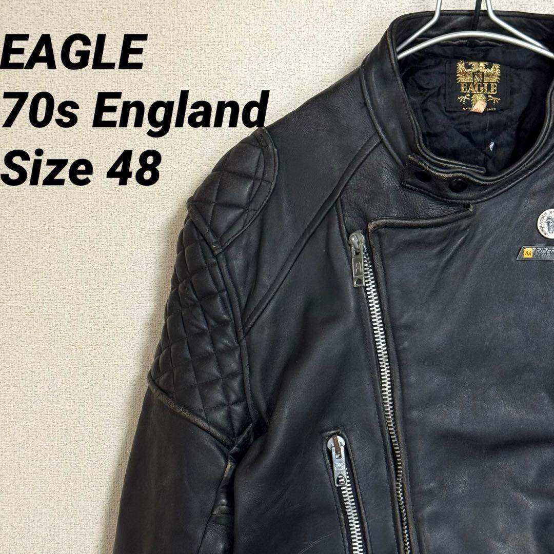 EAGLE 70s イングランド製 セミダブルライダースジャケット ロンジャン