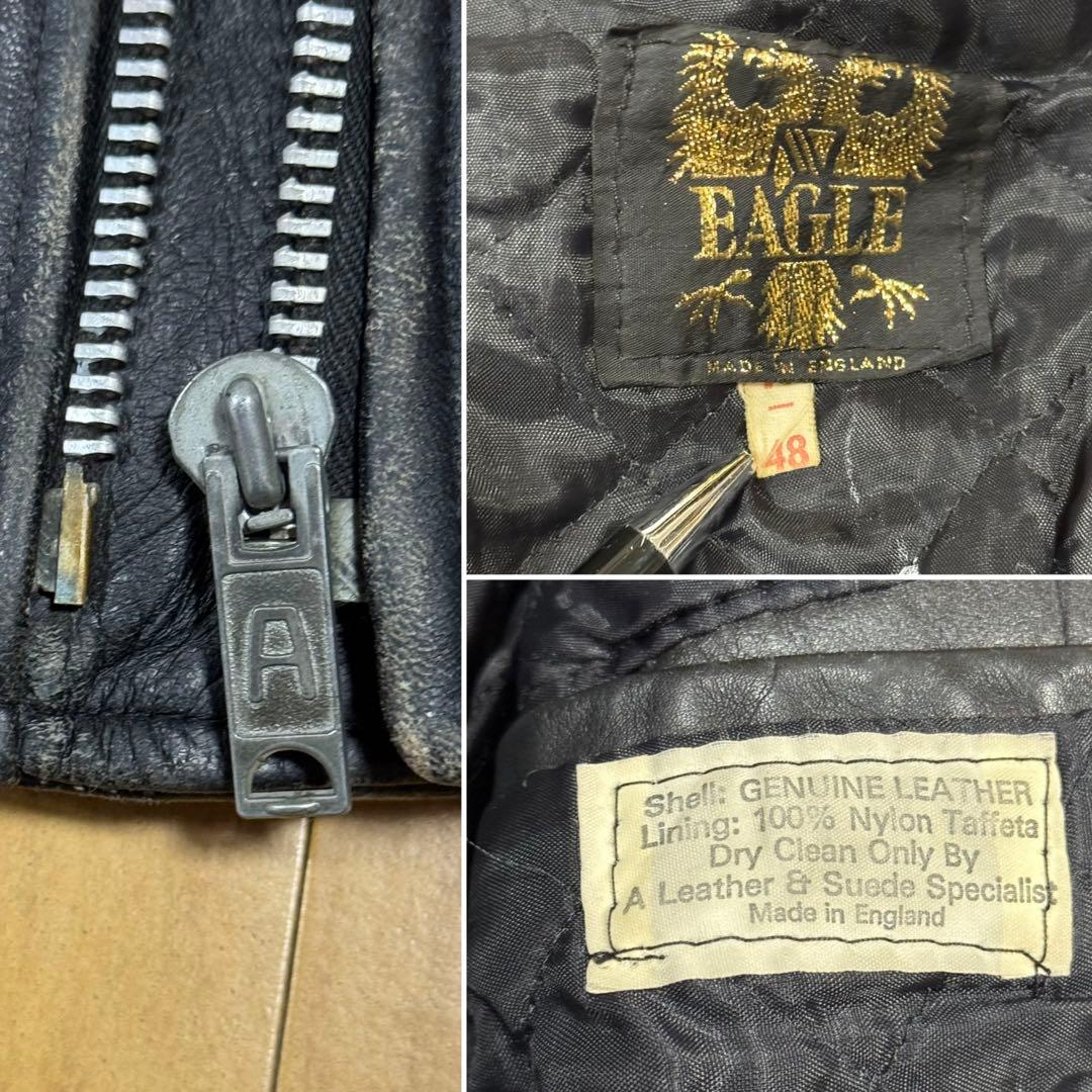 EAGLE 70s イングランド製 セミダブルライダースジャケット ロンジャン