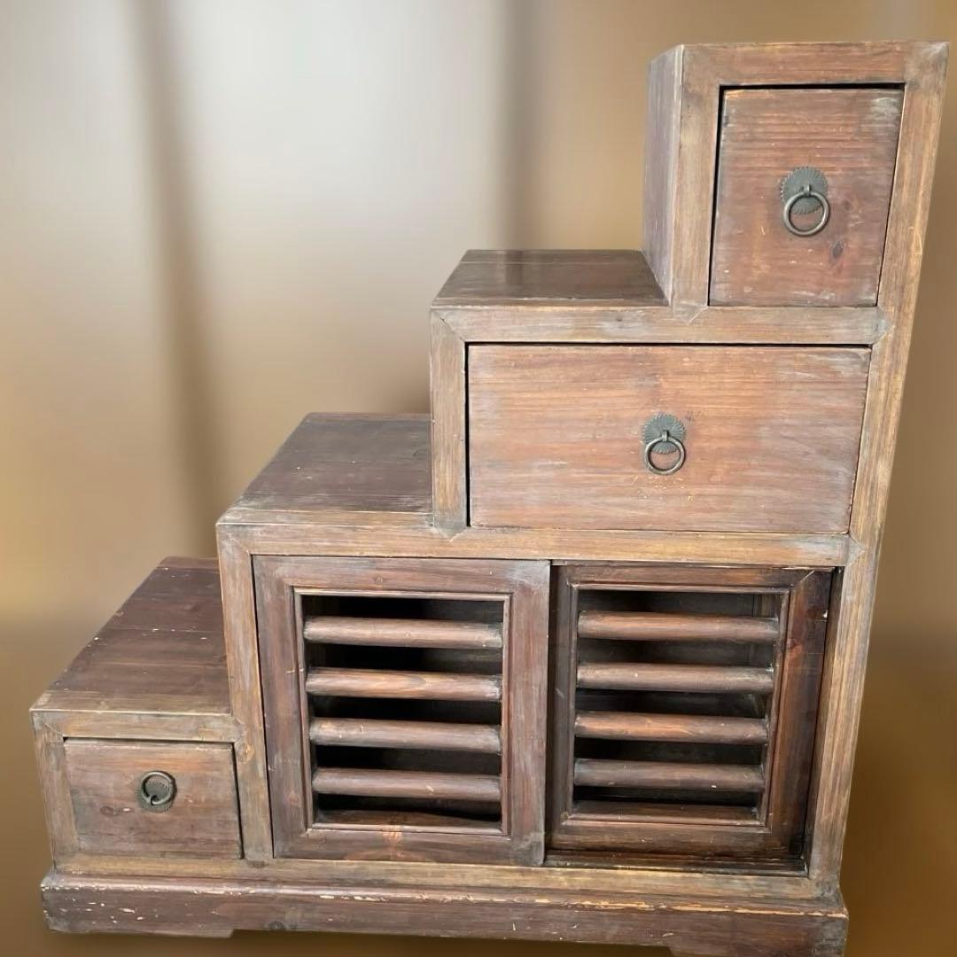 階段タンス　高さ約75.7cm 幅約72cm