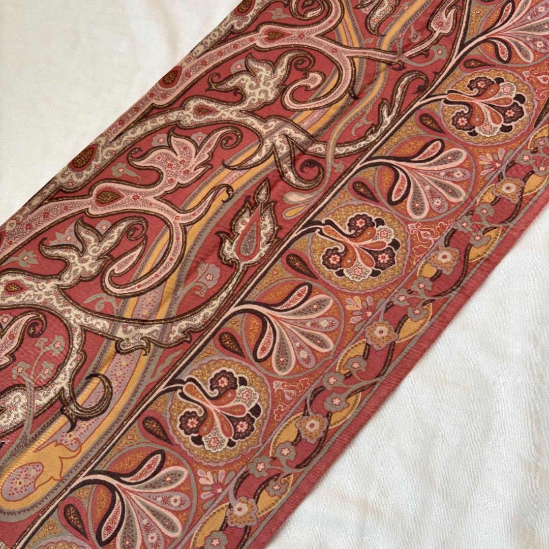 エトロ定番 上質ペイズリー柄ストール くすみカラー ピンク系