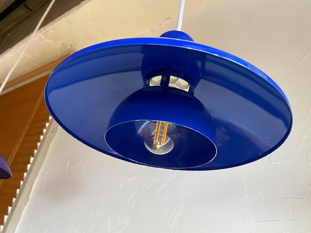 80s ヴィンテージ デンマーク製 E.S Horn ペンダントライト 青