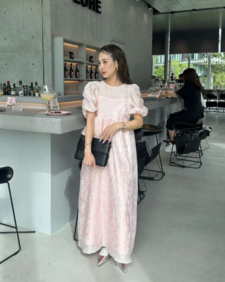 [新品タグ付]ANDRÉSD アンドレスド　ピンクジャガードドレス