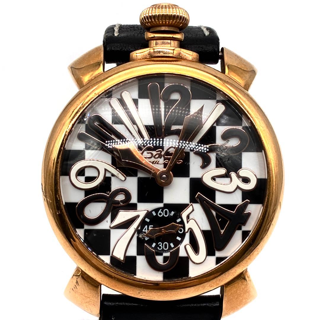 極美品 ガガミラノ マヌアーレ48 チェス 限定299本 7番 ゴールド 稼動品