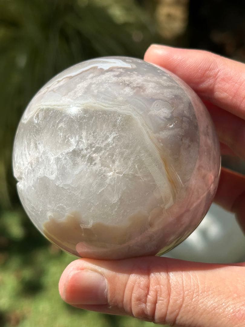 ꧁桜瑪瑙水晶共生スフィア68mm꧂