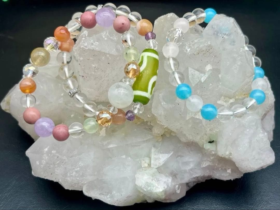 レア★天然水晶クラスター　葡萄石共生　インド産　ドライゴニーク　パワーストーン