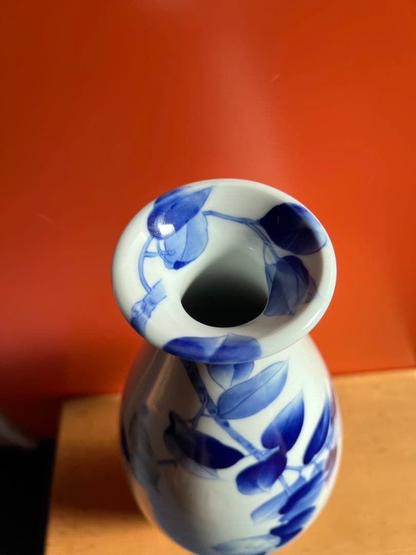 1254  深川製磁　染付花鳥　大花瓶　42cm  未使用