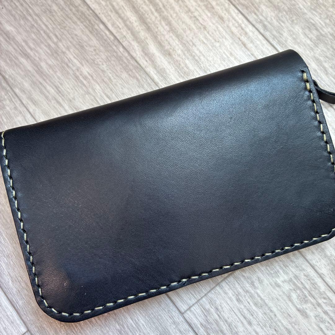 イタリアンレザー　ミドルトラッカーウォレット　真鍮　お札を折らずに収納　タイプB