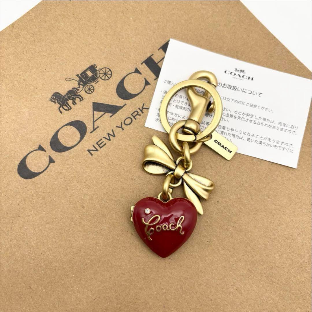 n*o様 【COACH☆新品】ボウ ハート ロケット バッグ チャーム！ブラス