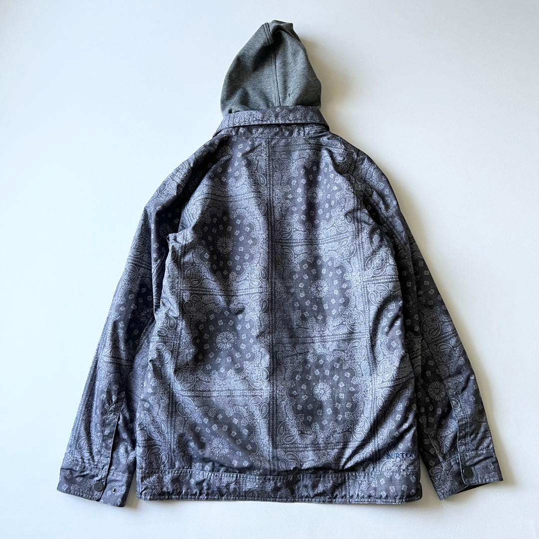 3279 バートン　ジャケット バンダナ柄 フード脱着可能　M グレー 薄紫