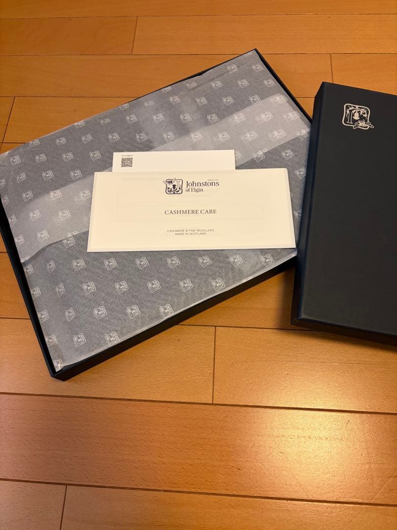 Johnstons of Elgin ジョンストンズ マフラー ネイビー✖️グレー