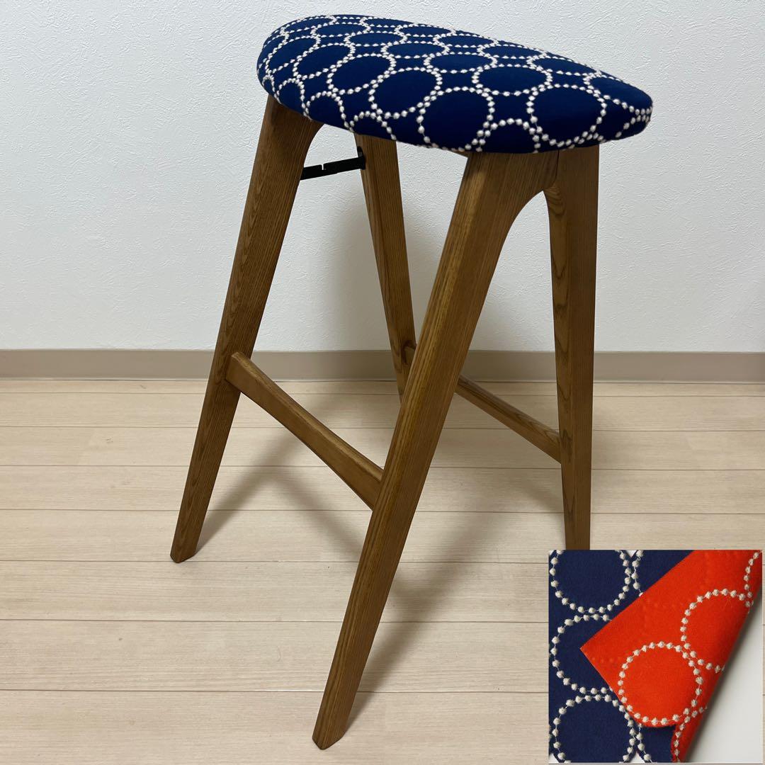 ミナペルホネン スツール タンバリン 折りたたみ 【ネイビー/オレンジ】 椅子