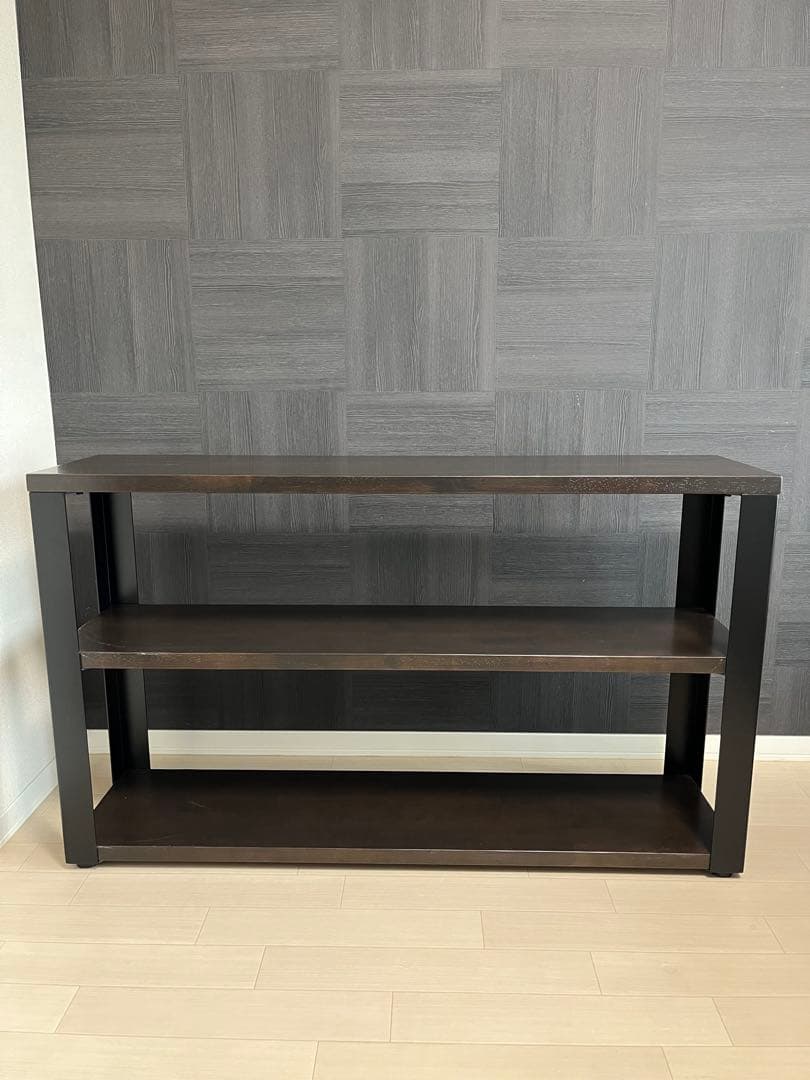 ラバーウッド ブラックブラウン 木製シェルフ 3段