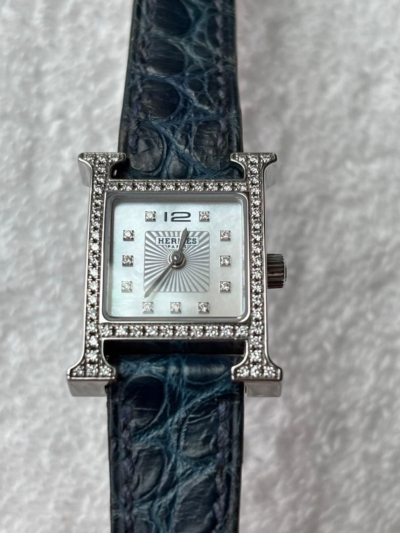 エルメスHERMES HH1.130 Hウォッチミニ ダイヤベゼル 11Pダイヤ