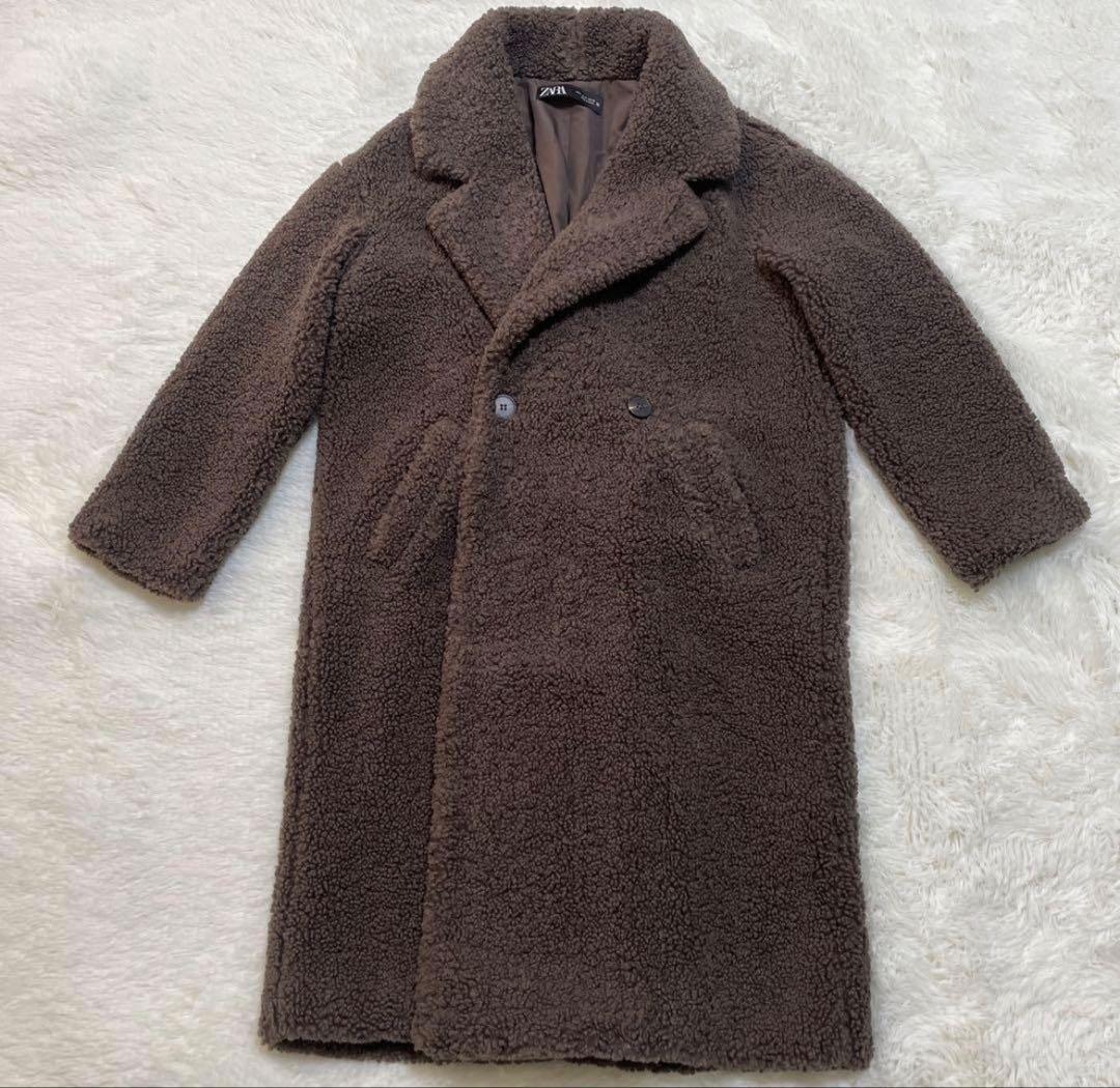 完売品美品ZARA ザラ ボアロングコート テディベアコート ダークブラウン　S