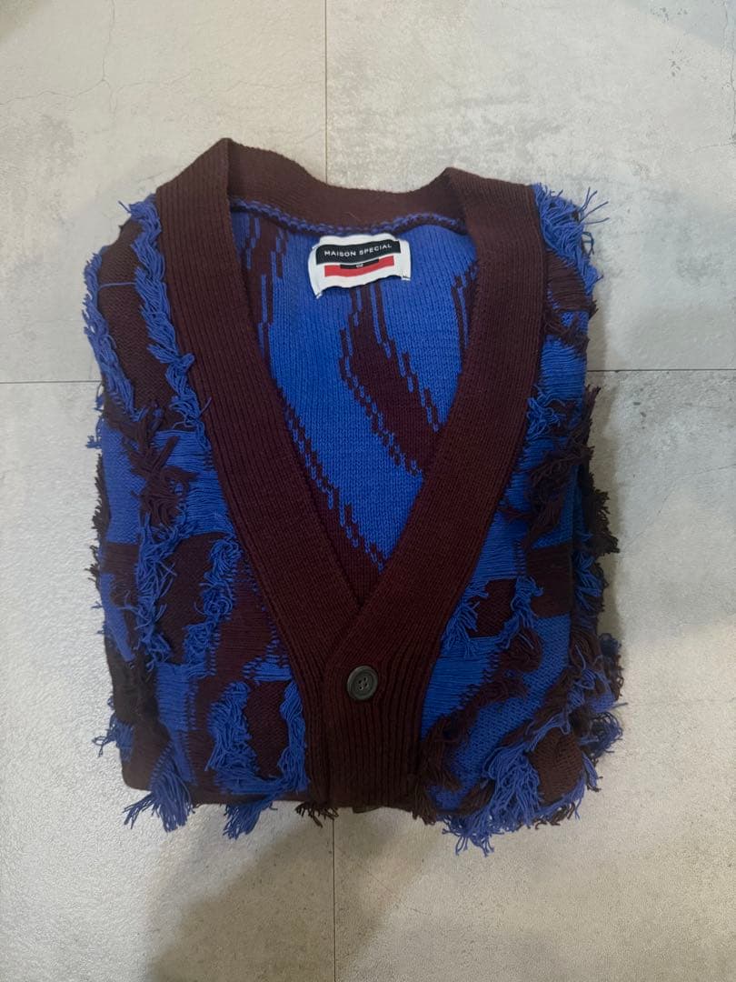 ネオグランジプライムオーバーフリンジジャガードVネックニットカーディガン