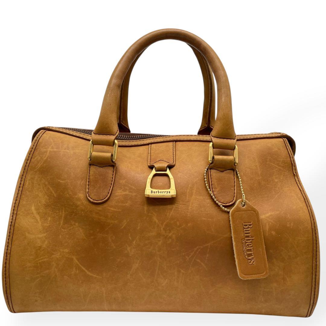 良品　Burberrys　希少　ヴィンテージ　ボストンバッグ　レザー　ブラウン