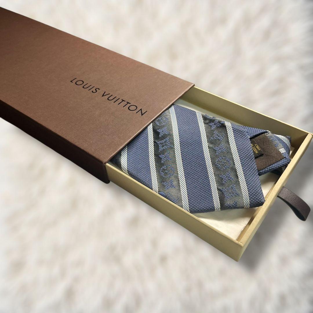 【箱有・美品✨】ルイヴィトン ストライプ モノグラム ジャガード 濃紺黒水 肉厚
